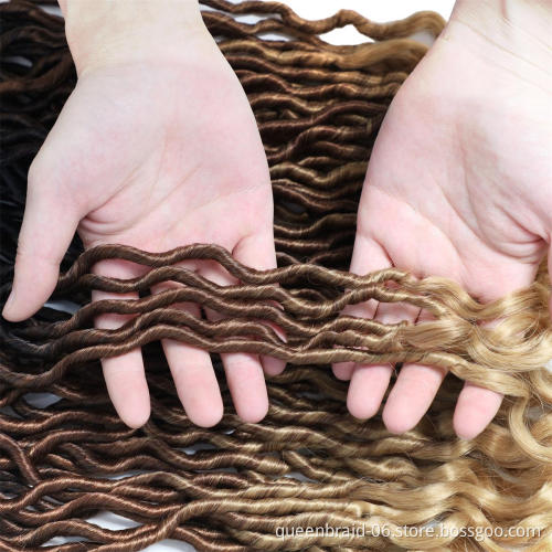 Curly Faux Locs Crochet Hair Deep Wave Braiding Hair With Curly Ends Crochet Goddess Locs Synthetic Braids Hair Extensions